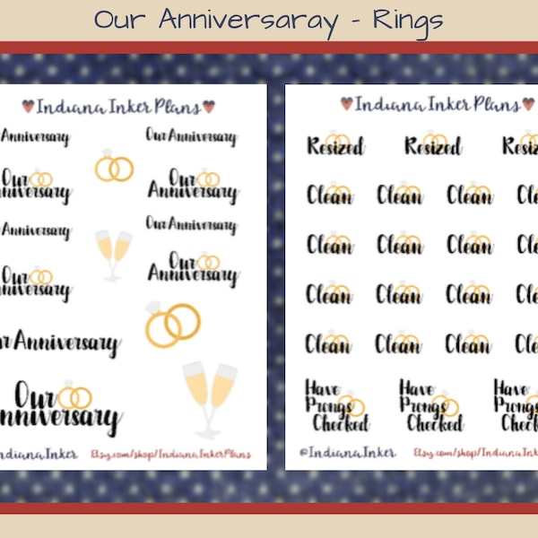 Our Anniversary Stickers, Ring Resized, Clean Ring, Have Prongs Checked, Planner Stickers, Decorative Planning, Journaling