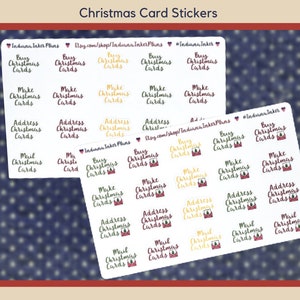 Christmas Cards Stickers, Buy, Make, Address, Mail, Christmas Card Icon Stickers, Planner Stickers, Journaling, Decorative Planning