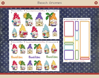 Beach Gnomes Stickers, Planner Mini Kit, Deco, Colorful Boxes, Decorative Planning, Scrapbooking, Journaling