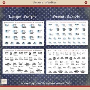 Severe Weather Script Stickers, Thunderstorm Warning, Tornado Warning, Snow Storm, Snow Day, Weather Advisory, Blizzard, Heat, Wind