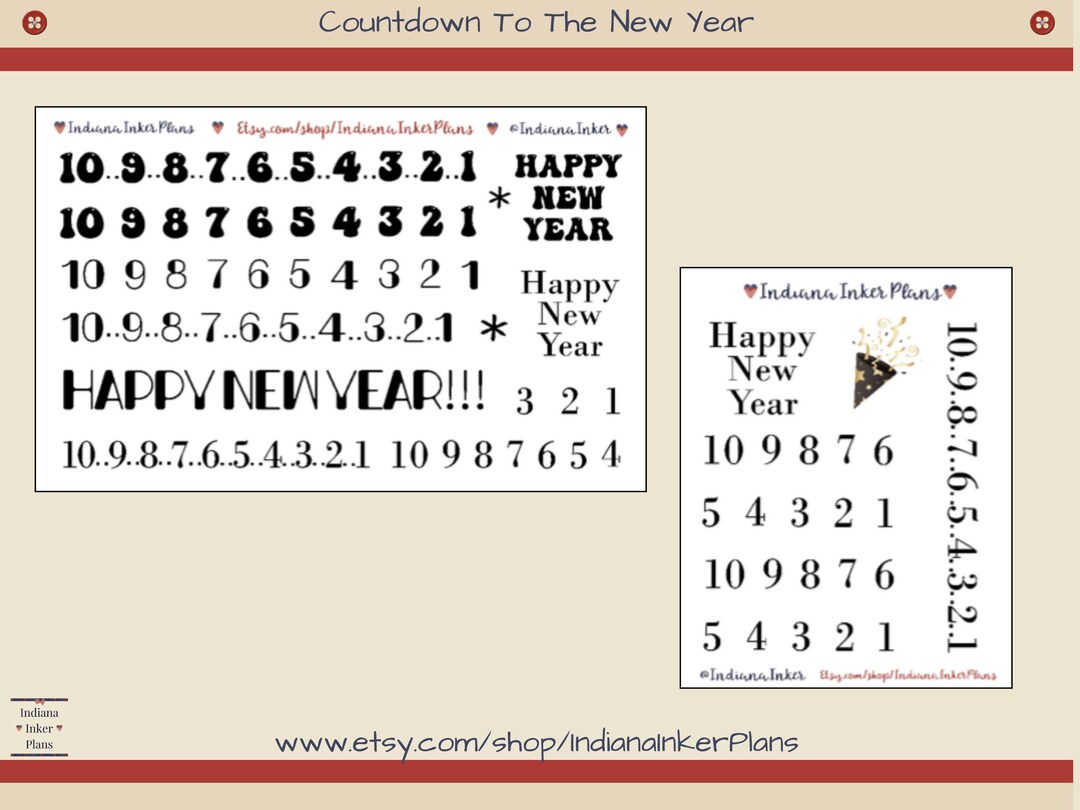 Countdown Stickers Samples Countdown to the New Year Stickers, Planner Stickers, Decorative ...