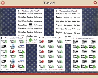 Taxes Stickers, Planner Stickers, Journaling, Decorative Planning, Scrapbooking, File Taxes, Work On Taxes, Received Refund, Pay Taxes