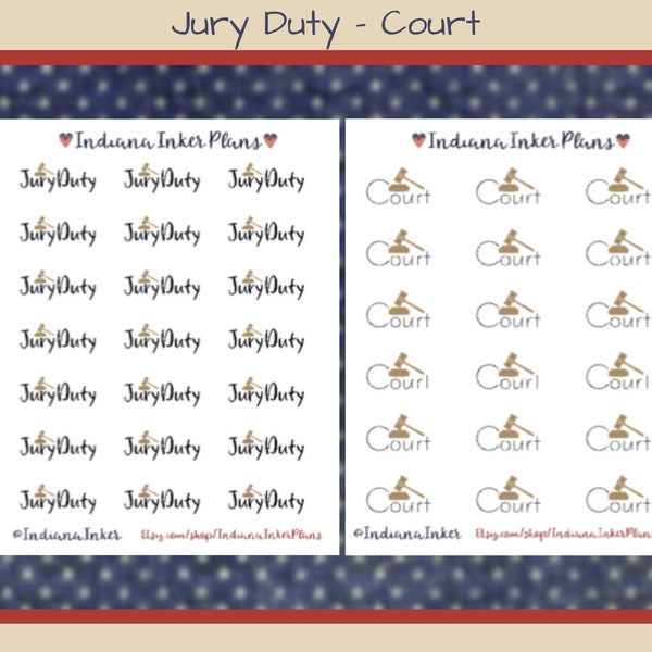 Court Planner Stickers, Jury Duty, Black, Functional Stickers, Scrapbooking, Journaling, Decorative Planning