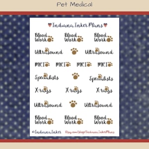 Pet Medical Stickers, Pet MRI, Pet Ultrasound, Pet Blood Work, Decorative Planning, Journaling, Scrapbooking, Pet Stickers