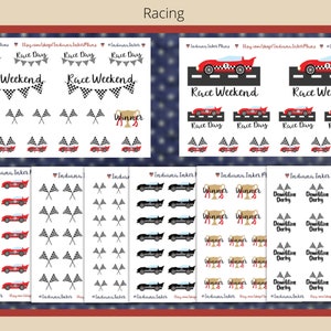 Auto Racing Stickers, Race Weekend, Winner, Race Banner, Race Day, Black Car, Red Car, Flags, Trophies