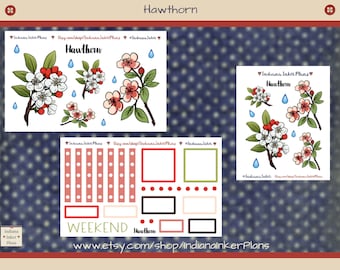 Hawthorn Flower Stickers, Decorative Planning, Journaling,  Scrapbooking, Planner Stickers, Florals