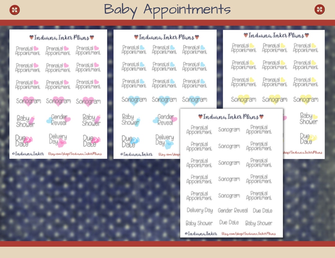 Baby Appointment Stickers, Baby Boy, Baby Girl, Planner Stickers ...