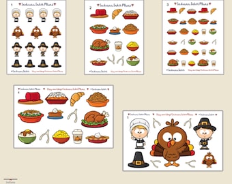 Thanksgiving Dinner, Pilgrims, Turkey Deco Stickers