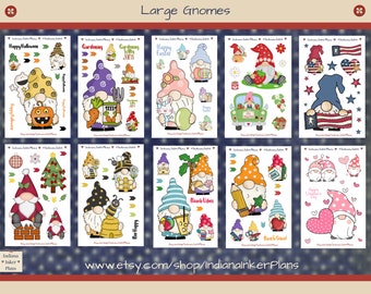 Large Gnomes Stickers, Planner Stickers, Holiday Stickers