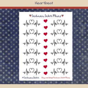 Heartbeat Stickers, Medical, Planner Stickers, Decorative Planning, Journaling