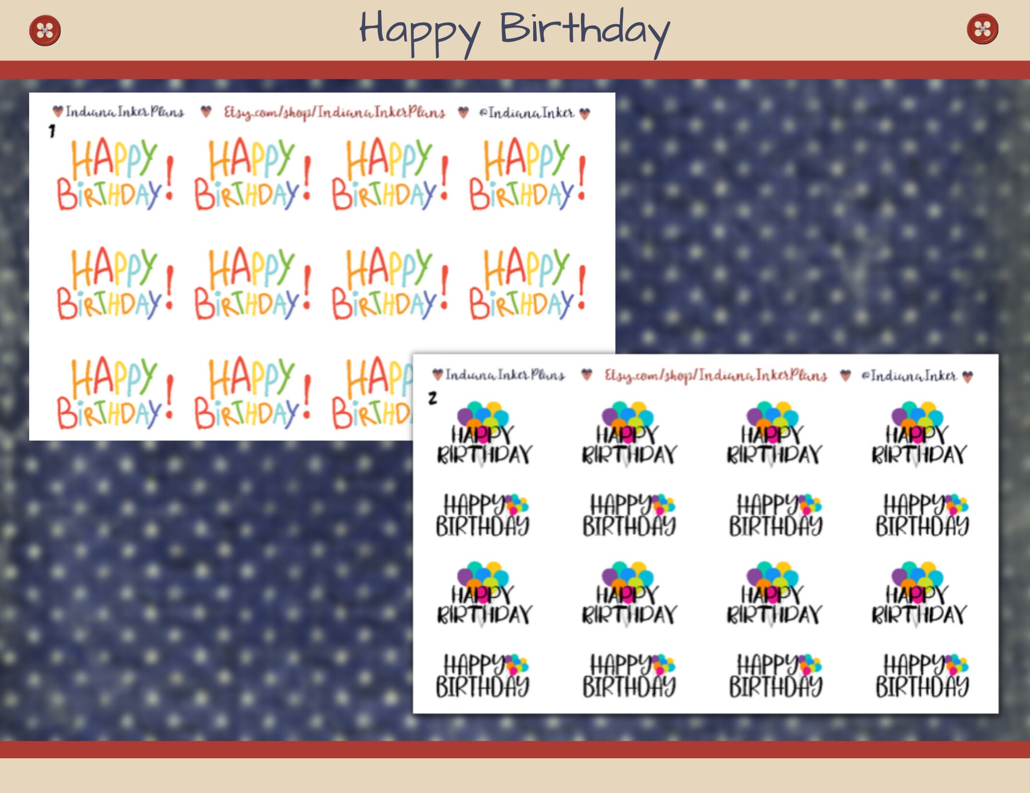 Happy Birthday Label Planner Stickers 