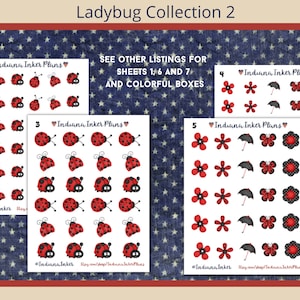 Ladybug Collection Stickers, Planner Sticker Sheets, Decorative Planning, Journaling, Paper Crafting, Sticker Sheets