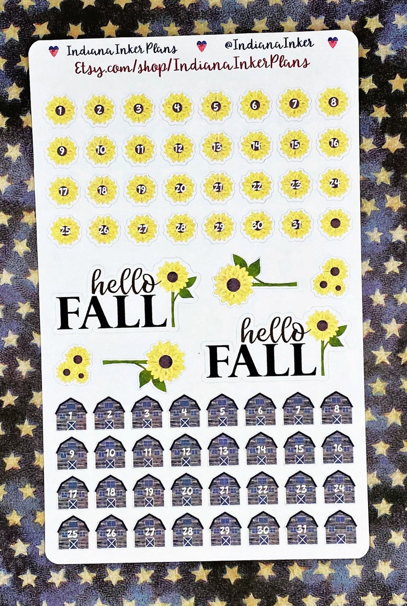 Stickers, Labels &amp; Tags Planning Stickers Barn Date Covers Sunflower ...