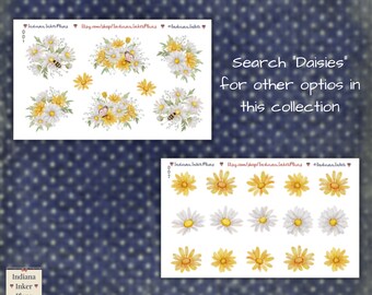 Daisy Collection Planner Stickers, Decorative Planning, Journaling, Floral Stickers, Scrapbooking, Mirrored, Dutch Door Planning