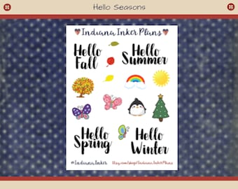 Seasons Stickers, Hello Winter, Hello Spring, Hello Summer, Hello Fall