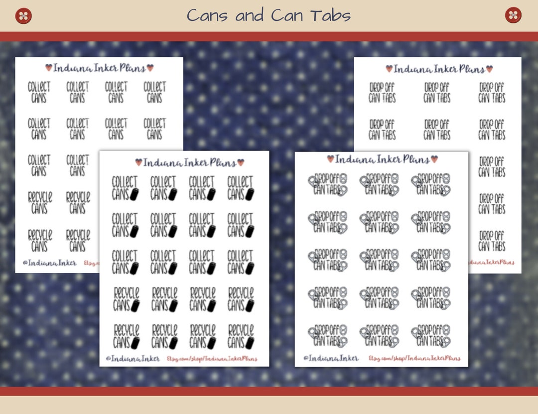 Recycle Cans Collect Cans Donate Can Tabs Planner Stickers Etsy
