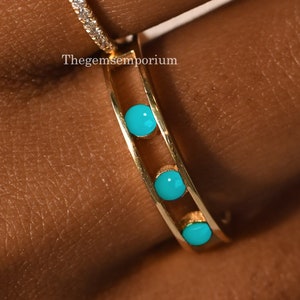14k Yellow Gold/Natural Sleeping Beauty/Turquoise Gemstone/Healing Birthstone/Engagement Stacking Band/Statement Fine Jewelry/Wedding Gift