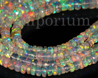 BESTSELLER AAA Quality Ethiopian Opal Rondelle Beads, Opal Rondelle Beads, 4-5.5mm Opal Faceted Rondelle Beads, Flashy  Opal Rondelle Beads