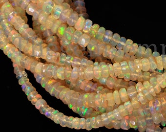Cuentas de ópalo etíope facetadas, rondelle, de 3,5-4,5 mm, para joyería