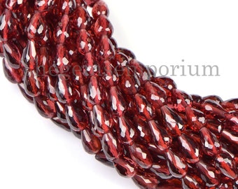 Mozambique Garnet Faceted Drop Beads, AAA Quality