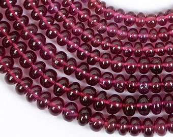 5-6 mm Rhodolite Garnet Beads, Garnet Smooth Rondelle Beads, Loose Rhodolite Garnet Strand, Garnet Beads For Jewelry Crafts, Rhodolite Beads