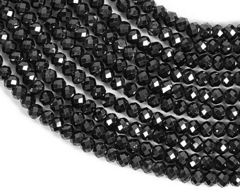 3-3.30mm Black Spinel Faceted Rondelle Beads, Black Spinel Faceted Beads, Black Spinel Rondelle Beads, Black Spinel Beads, Black Spinel