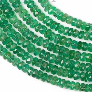 High Quality Natural Beautiful Emerald Briolette Bead,Emerald Faceted Rondelle,3-4.5 mm Loose Rare Emerald,Precious Beads For Jewelry Making