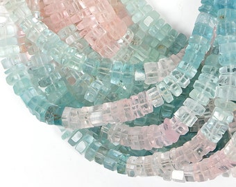 Perline per pneumatici multi acquamarina di alta qualità, perline sfaccettate multi acquamarina, perline per pneumatici multi acquamarina da 6,5-8 mm, perline multi acquamarina