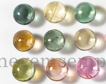 10 pct AAA kwaliteit multi toermalijn 5mm ronde cabochon, losse edelsteen, multi toermalijn cabines, gladde toermalijn cabine, toermalijn cabochon