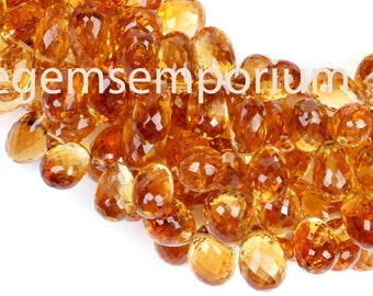 Citrine Madère Synthétique – Briolette Facettée 21,37 Carats – Transparent Orange