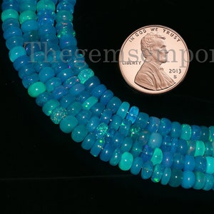 Paraiba Opal Smooth Rondelle, 3-5.5mm Gemstone Beads, Paraiba Opal Beads, Paraiba Opal Rondelle, Paraiba Opal Plain Beads, Opal Rondelle