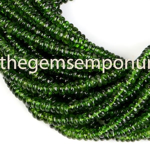 Natural Chrome Diopside Smooth Plain Rondelle Shape Gemstone Beads, 3.5-5MM Chrome Diopside Rondelle Gemstone Beads,