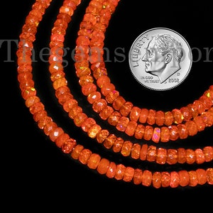 4-5mm Orange Opal Beads, Orange Opal Rondelle Beads, Fire Opal Beads, Orange Opal Rondelle, Faceted Opal Beads, Ethiopian Opal Beads