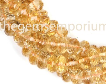 Citrine Faceted Rondelle Beads, 5.5-7.5mm Gemstone Beads, Citrine Gemstone Rondelle, AAA Quality Citrine Rondelle, Jewelry Making Beads