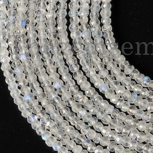 3.5-4mm Rainbow Moonstone Faceted Beads, Moonstone Rondelle Shape Beads, Moonstone Briolettes, Natural Moonstone Faceted Beads