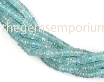 Perline di pneumatici sfaccettati acquamarina, perline acquamarina da 3,5-4,5 mm, perline ruota acquamarina, perline all'ingrosso acquamarina, perline di pietre preziose