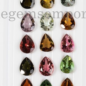 5 stuks veel multi toermalijn losse edelsteen, AAA kwaliteit 6x8mm peer geslepen steen, toermalijn gefacetteerd, toermalijn geslepen steen, losse stenen sieraden