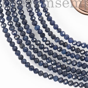 Blue Sapphire 2.5-3mm Rondelle Beads, Sapphire Faceted Beads, Sapphire Beads, Blue Sapphire Gemstone, Jewelry Making Beads, Wholesale