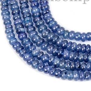 Best Quality Natural Blue Sapphire Smooth Rondelle Beads, 3.5-5.75mm Sapphire Gemstone Beads, Sapphire Rondelle Beads, Jewelry Making Beads