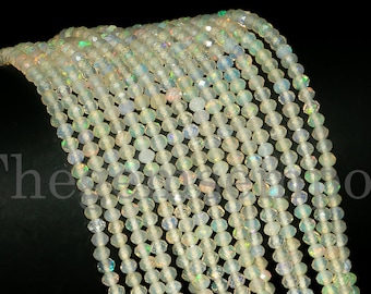 3mm Faceted Ethiopian Opal Beads, Loose Strand