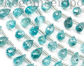Blue Zircon Faceted Beads Blue Zircon Beads Blue Zircon Blue Zircon Briolette Faceted Drops Beads Blue Zircon Drops Beads Zircon Beads