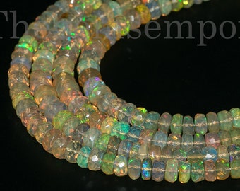 BESTSELLER AAA Quality Ethiopian Opal Rondelle Beads, Opal Rondelle Beads, 4-5.5mm Opal Faceted Rondelle Beads, Flashy  Opal Rondelle Beads
