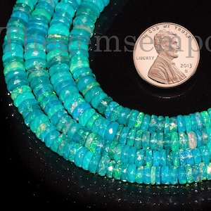 Paraiba Opal Faceted Beads, Paraiba Opal Tyre Shape Beads, Opal Briolette Beads, 4-6 mm Opal Beads, Faceted Tyre Beads, Paraiba Opal Beads