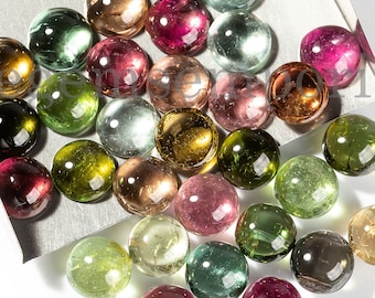 Natuurlijke Multi Toermalijn Cabochon, AAA Kwaliteit 5 Stuks Veel, 8mm Toermalijn Cabines, Gekalibreerde Toermalijn, Ronde Cabochons, Toermalijn Edelsteen