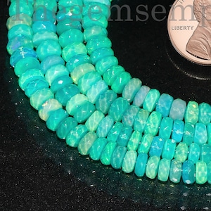 Paraiba Opal Faceted Rondelle, 3-5.5mm Paraiba Opal Beads, Opal Rondelle Beads, Opal Beads, Faceted Opal Rondelle, Fire Opal Beads