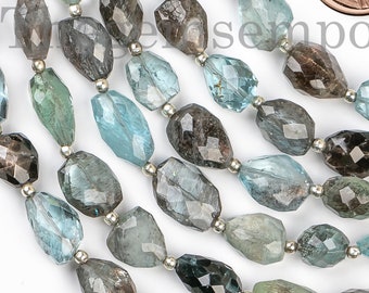 Moss Aquamarine Nugget Beads, 6x8-7x9mm Moss Aquamarine Beads, Fancy Beads, Aquamarine Faceted Beads, Nugget Beads, Aquamarine Briolette