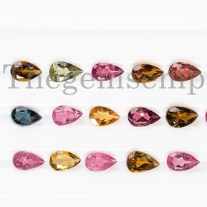 50 stuks, multi-toermalijn, perensteen van 3 x 5 mm, losse AA-toermalijnsteen, 0,20 karaat natuurlijke toermalijn perensteen, losse edelsteen