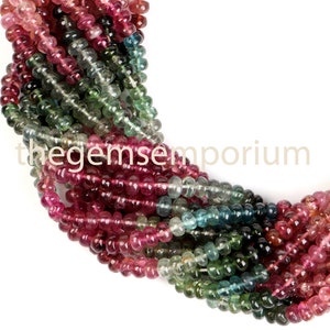4-5 mm Multi Tourmaline Smooth Rondelle Beads, Tourmaline Plain Beads, Tourmaline Rondelle Beads, Loose Tourmaline, Beads For Jewelry Making