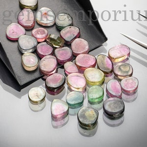 Watermelon Tourmaline Bio Slice Gemstone/Smooth Tourmaline Slices/5.5x7-6x8.5mm AA Quality Loose Gemstone/Tourmaline Gemstone/Jewelry Making