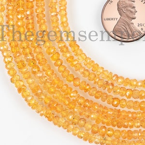 Orange Sapphire 2.75-3.75mm Faceted Rondelle Beads, Orange Sapphire Natural Beads, Orange Sapphire Faceted Beads, Orange Sapphire  Beads